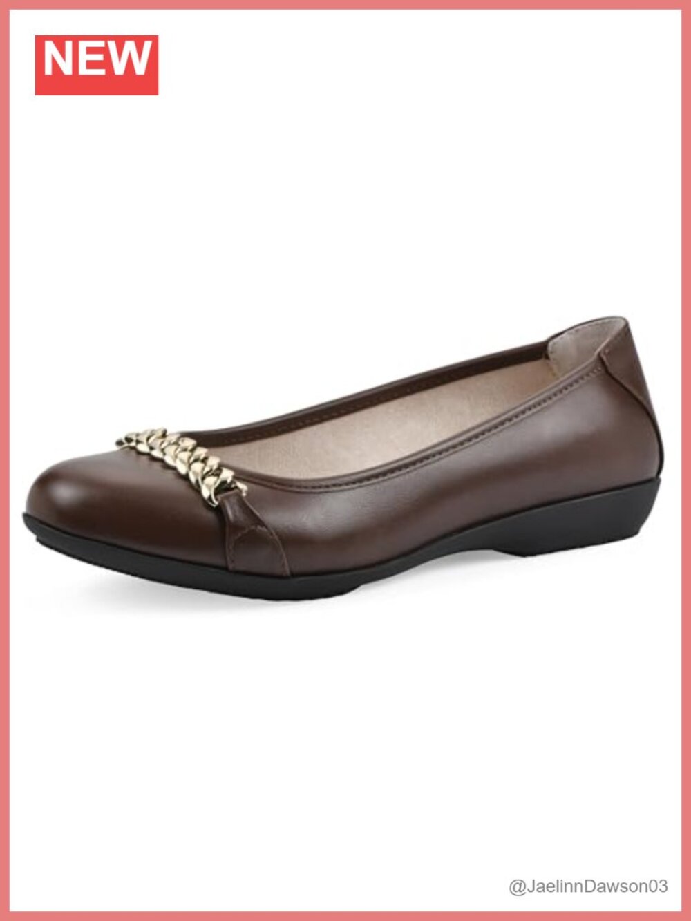 Cushioned Ballet Flat with Chain Detail - Women's Comfort Shoes